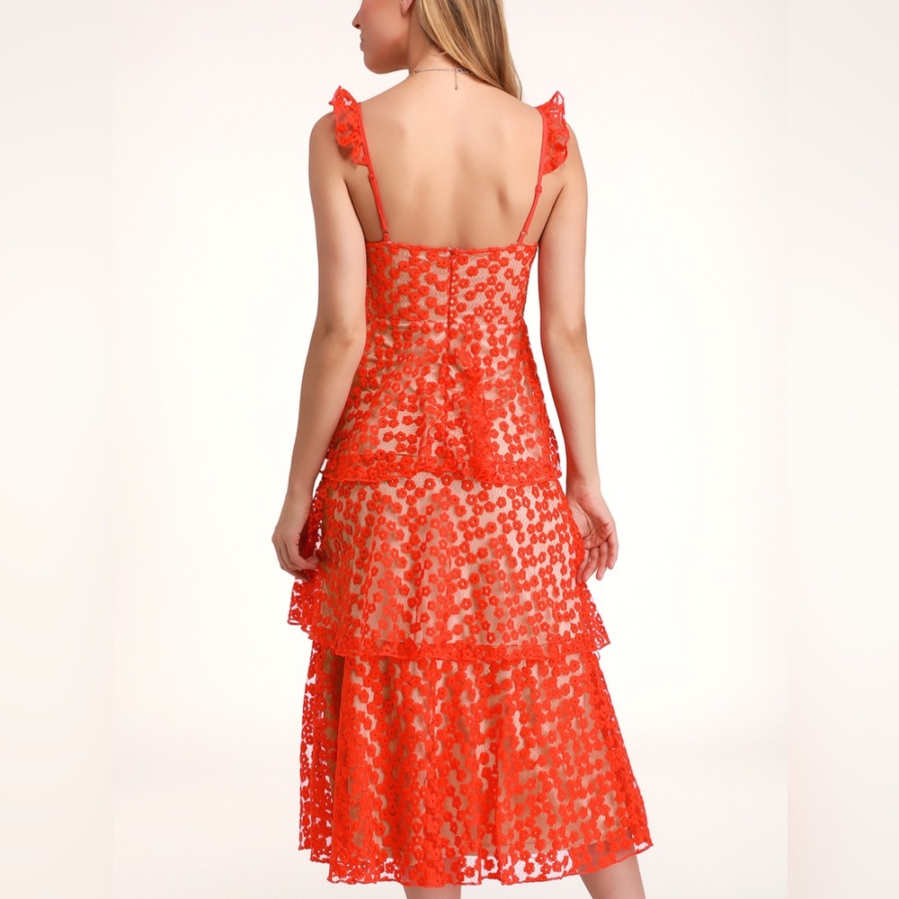 Lulu's Someday Swoon
Embroidered Vibrant Orange Midi Dress
size medium - Picture 3 of 5